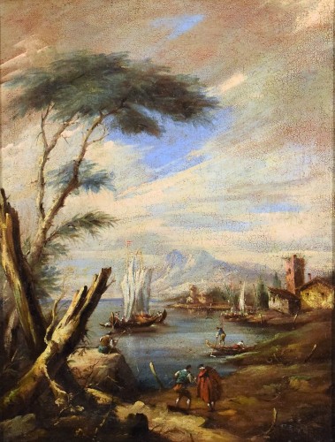 Tableaux et dessins Tableaux XVIIIe siècle - Paire de paysages còtiers Vénitiens, cercle de Francesco Guardi (1712-1793)